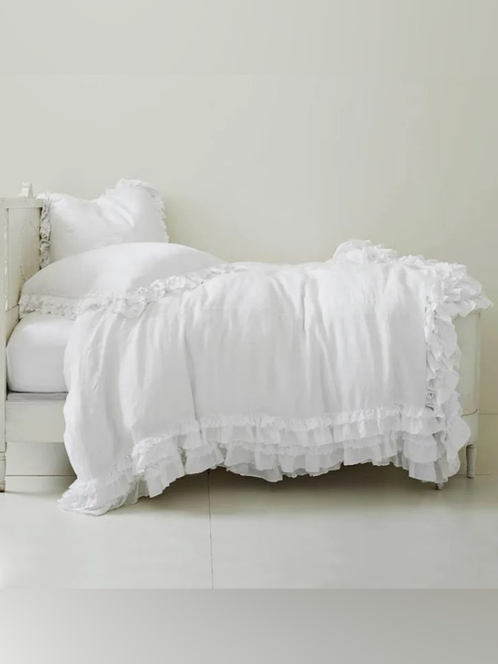 Rachel Ashwell Shabby Chic Petticoat Twin Duvet Cover White Cotton Eyelet Ruffle